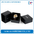 Luxury high quality stamping sliver logo black watch box with sleeve